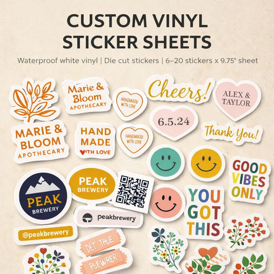 Custom Die Cut Sticker - White Vinyl (Full Sheet)
